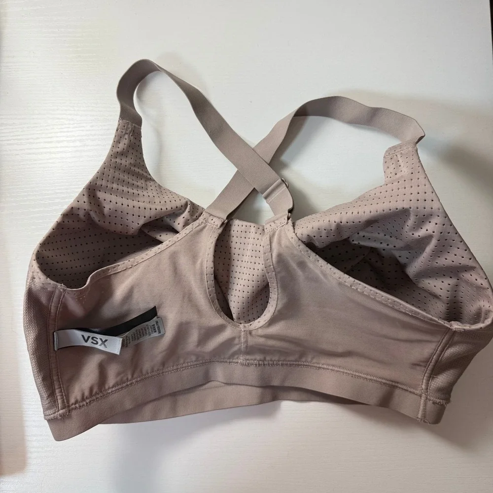 VSX Victoria's Secret Lightweight Mesh Sport Bra 36DDD Taupe Crossback M Support